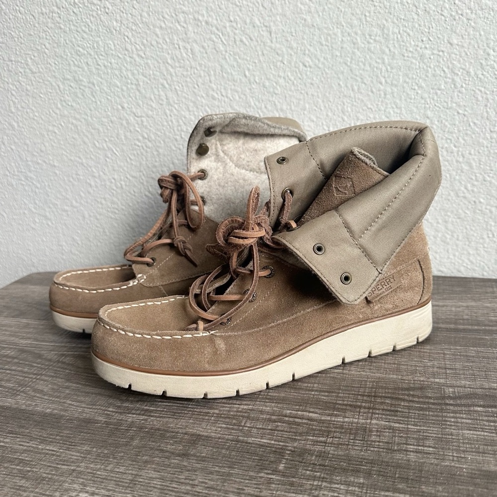 Sperry Azure Hatch Hatch Waterproof Suede Boots Women’s Size 7.5 Brown Tan